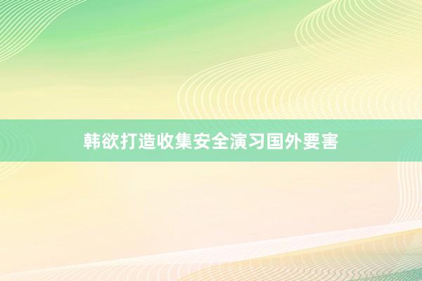 韩欲打造收集安全演习国外要害