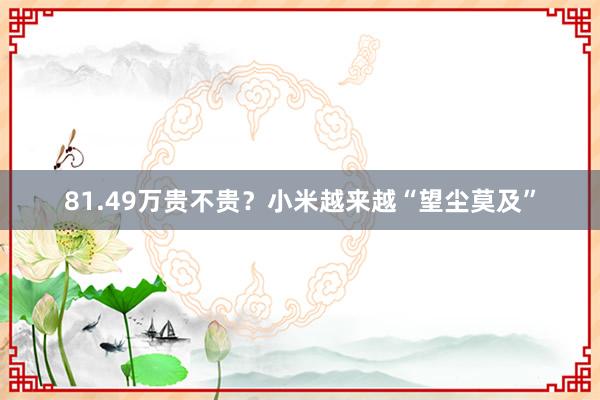 81.49万贵不贵？小米越来越“望尘莫及”